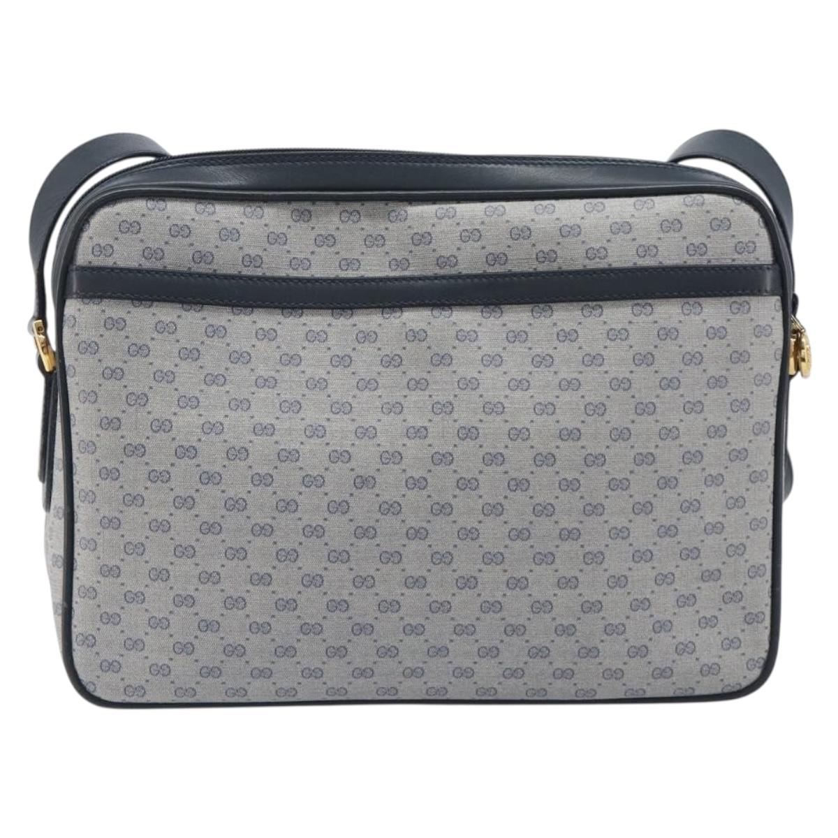 GUCCI Micro GG Shoulder Bag PVC Navy Gold Tone 001 084 0941 Auth ep17075