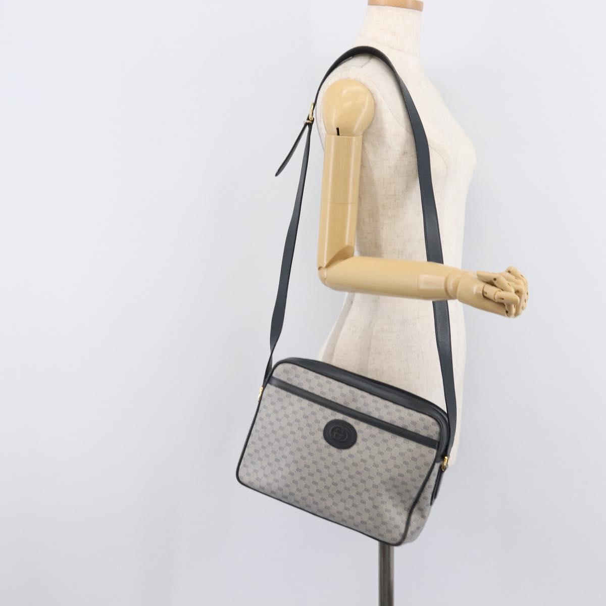 GUCCI Micro GG Shoulder Bag PVC Navy Gold Tone 001 084 0941 Auth ep17075