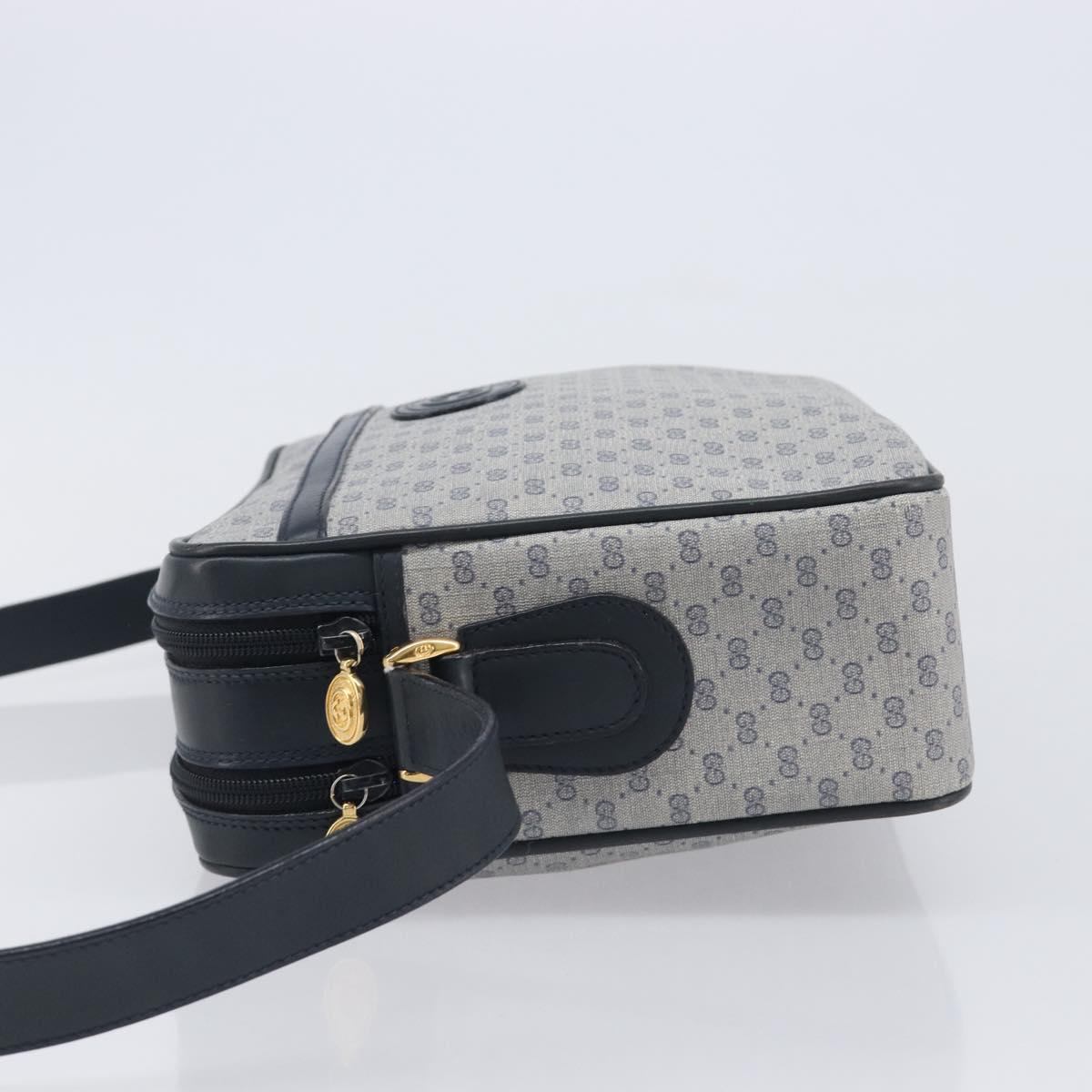 GUCCI Micro GG Shoulder Bag PVC Navy Gold Tone 001 084 0941 Auth ep17075