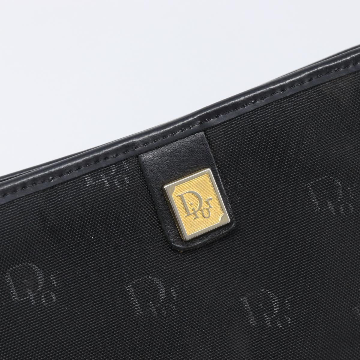Christian Dior Honeycomb Clutch Bag Canvas Black Gold Tone Auth ep17078