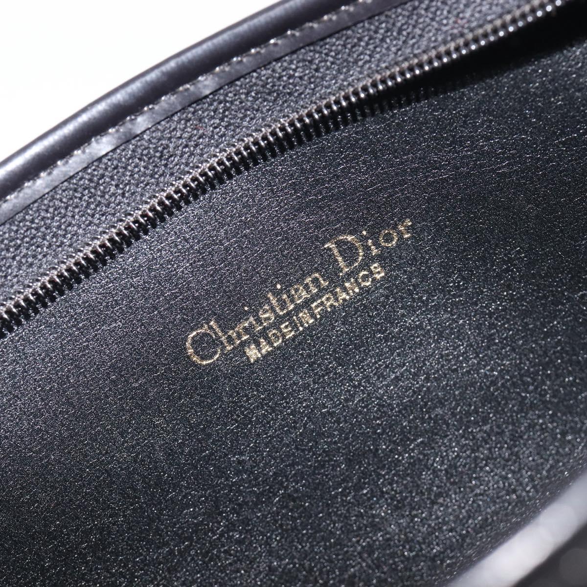 Christian Dior Honeycomb Clutch Bag Canvas Black Gold Tone Auth ep17078
