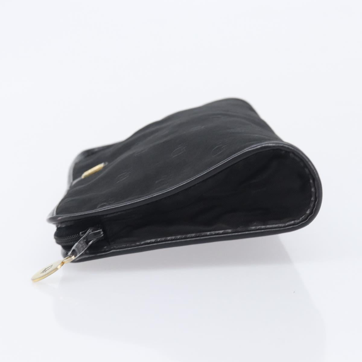 Christian Dior Honeycomb Clutch Bag Canvas Black Gold Tone Auth ep17078