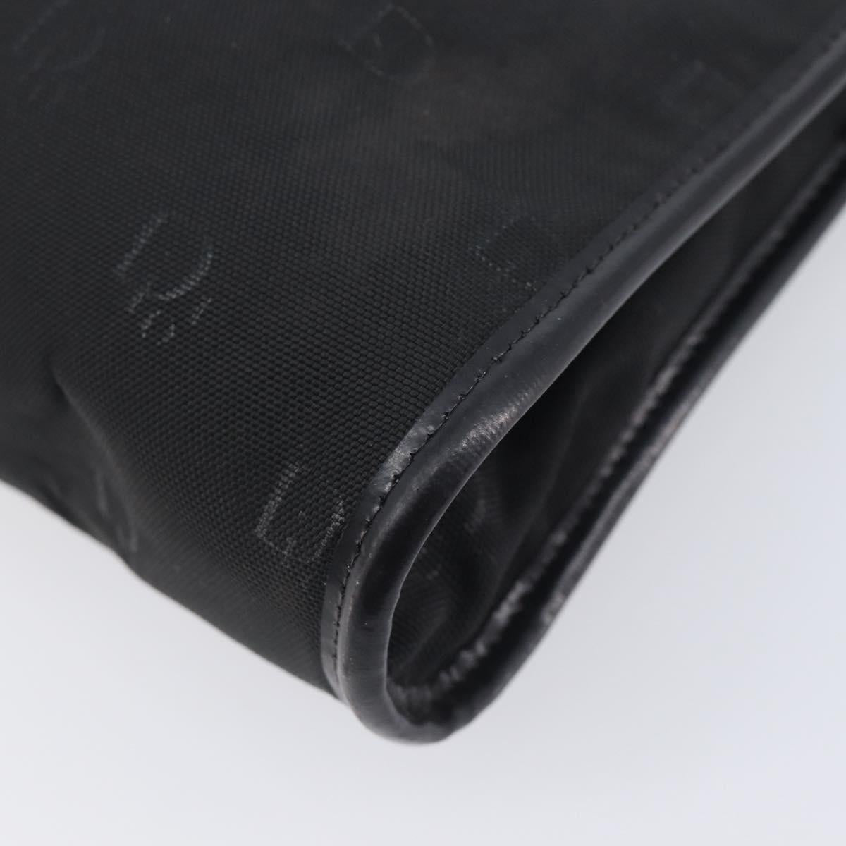 Christian Dior Honeycomb Clutch Bag Canvas Black Gold Tone Auth ep17078