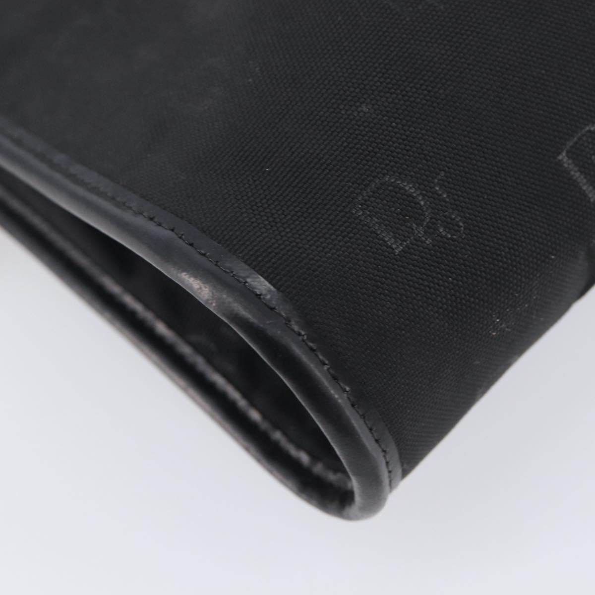 Christian Dior Honeycomb Clutch Bag Canvas Black Gold Tone Auth ep17078