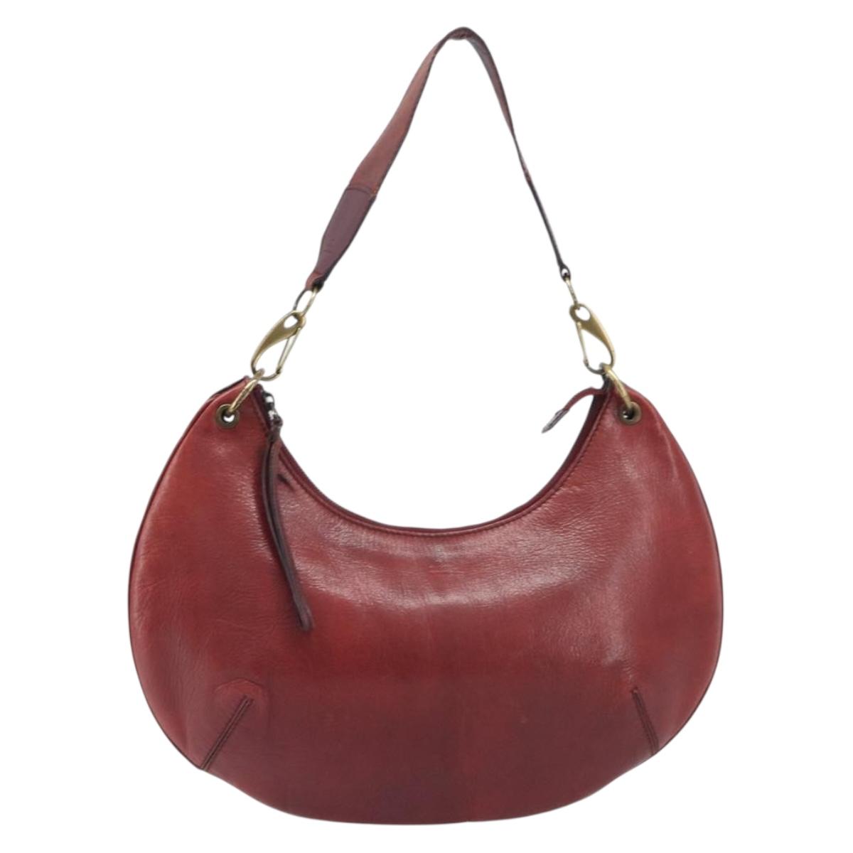 GUCCI Hand Bag Leather Red Gold Tone 106663 Auth ep17080