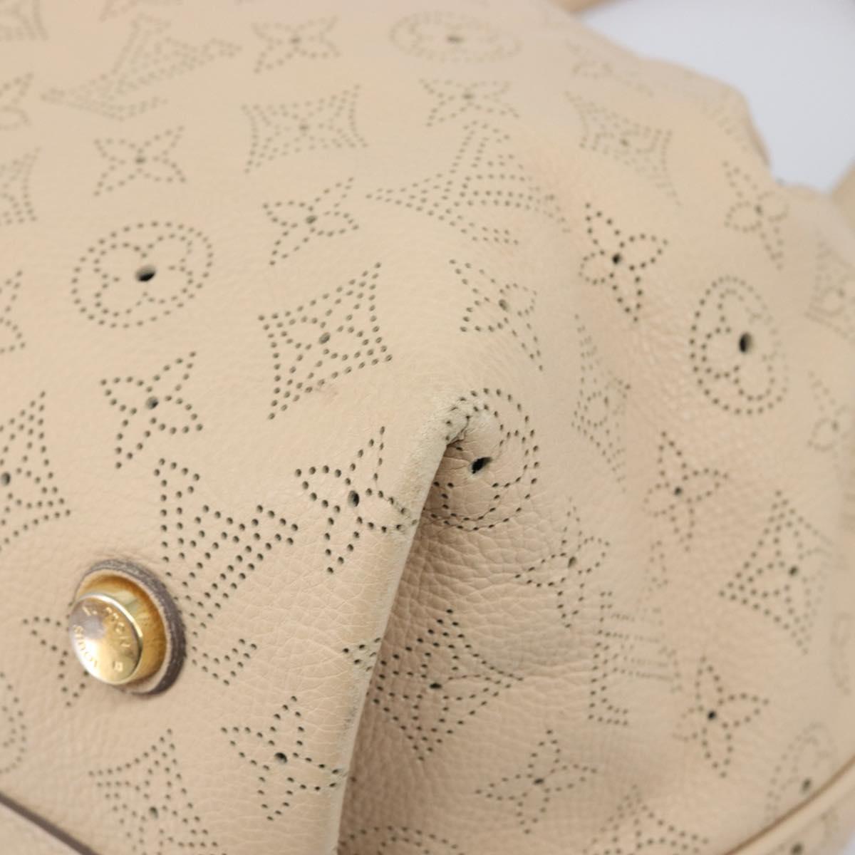 LOUIS VUITTON Mahina Shiels PM Hand Bag Leather Beige M93818 LV Auth ep17082