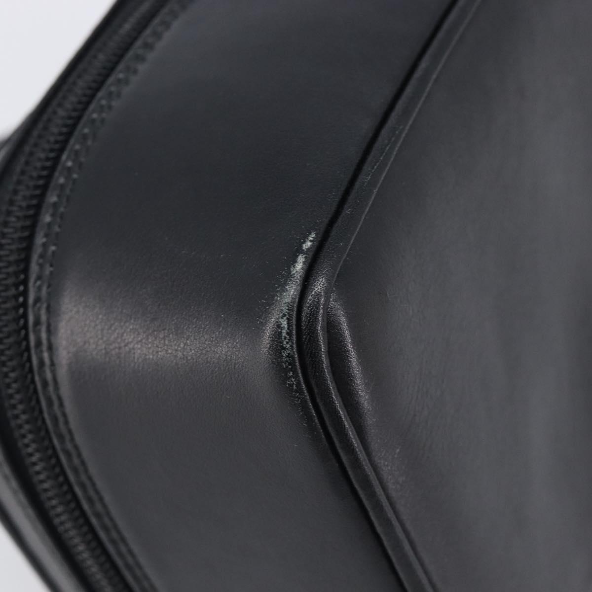 GUCCI Vanity Cosmetic Pouch Leather Black Silver 032 1956 0141 Auth ep17083