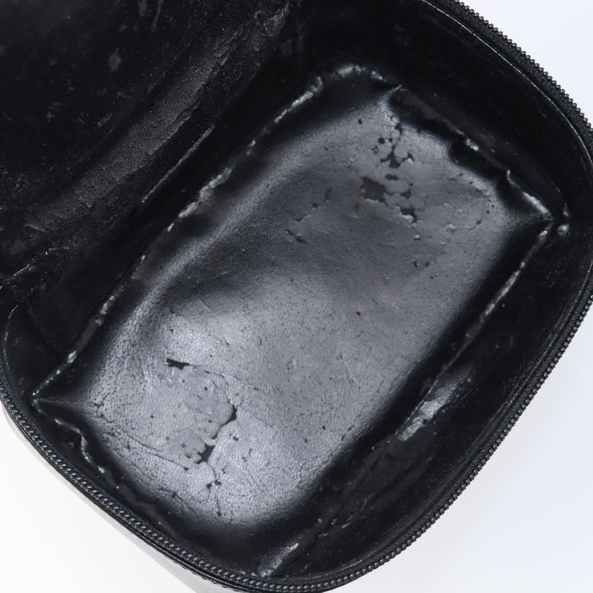 GUCCI Vanity Cosmetic Pouch Leather Black Silver 032 1956 0141 Auth ep17083