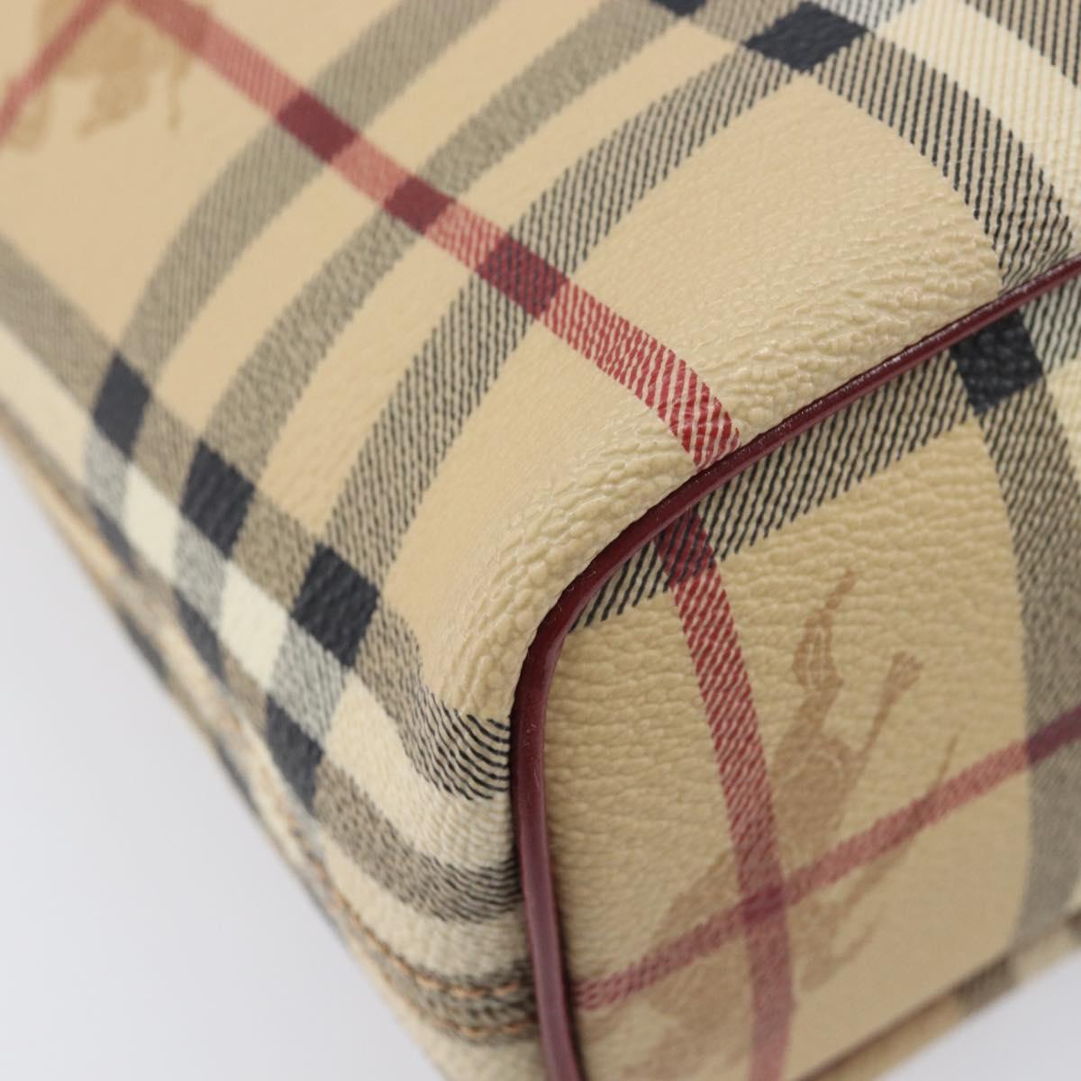 BURBERRY Nova Check Hand Bag PVC Leather Beige Auth ep17084A