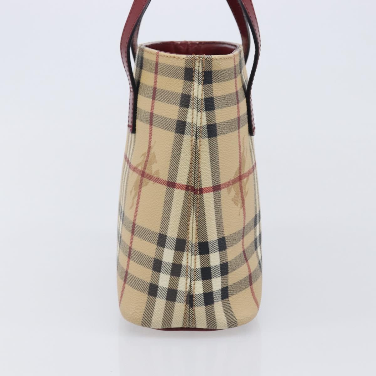 BURBERRY Nova Check Hand Bag PVC Leather Beige Auth ep17084A