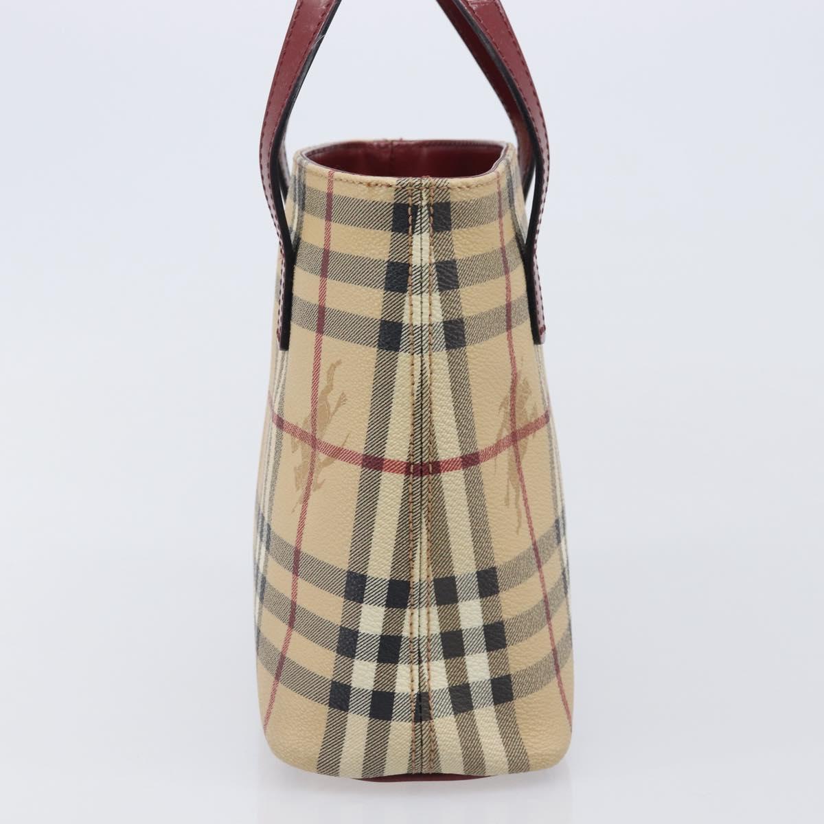 BURBERRY Nova Check Hand Bag PVC Leather Beige Auth ep17084A