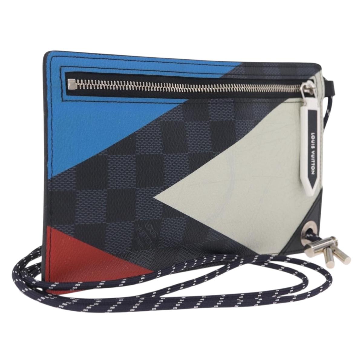 LOUIS VUITTON Damier Cobalt America's Cup Pochette Phone N41630 LV Auth ep17089A