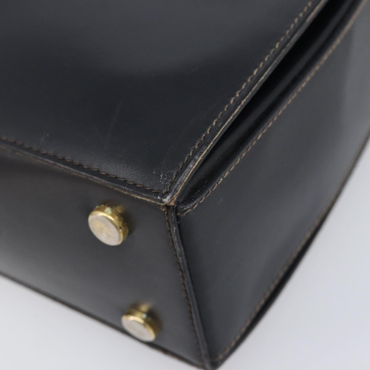 CELINE Hand Bag Leather Black Gold Tone Auth ep17090