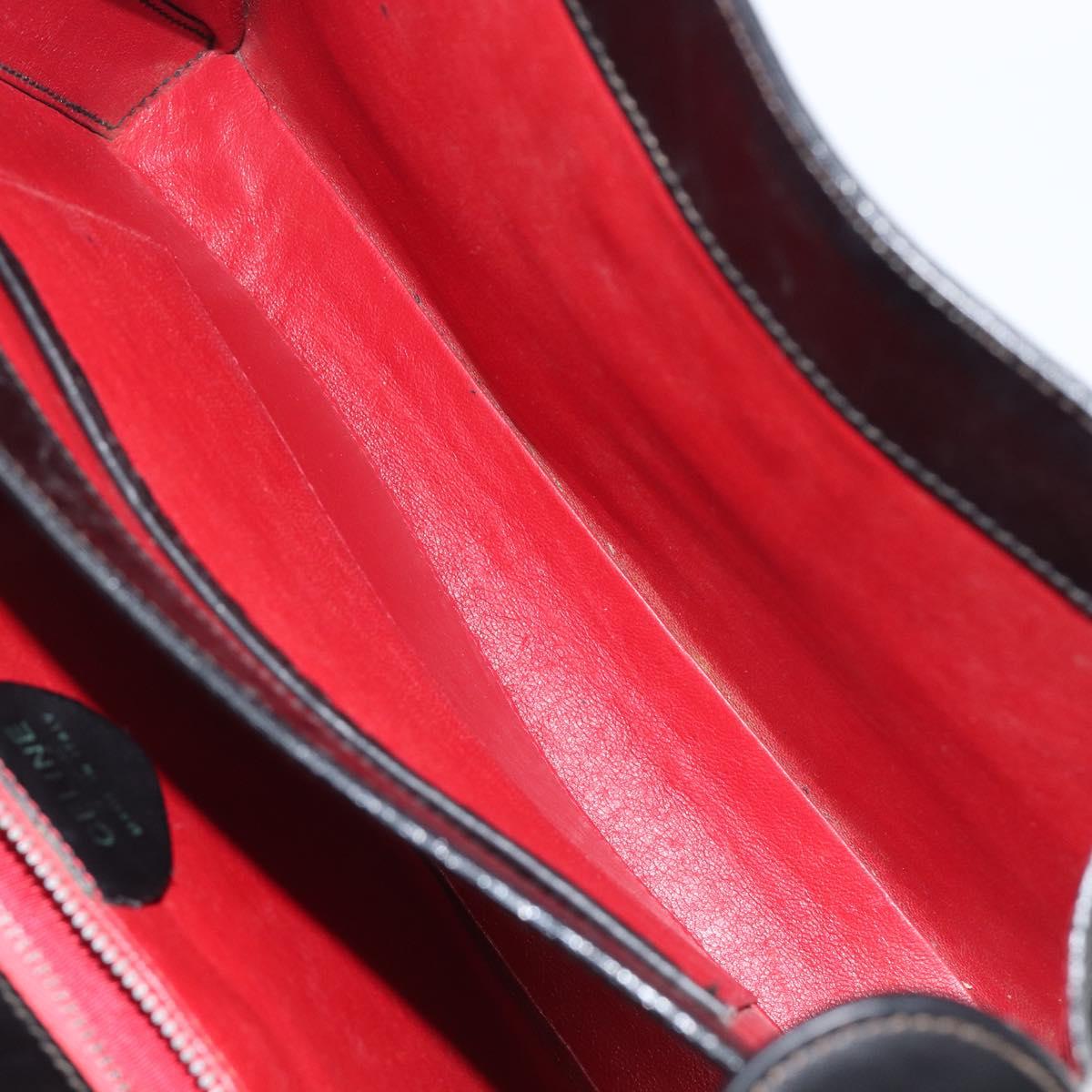 CELINE Hand Bag Leather Black Gold Tone Auth ep17090