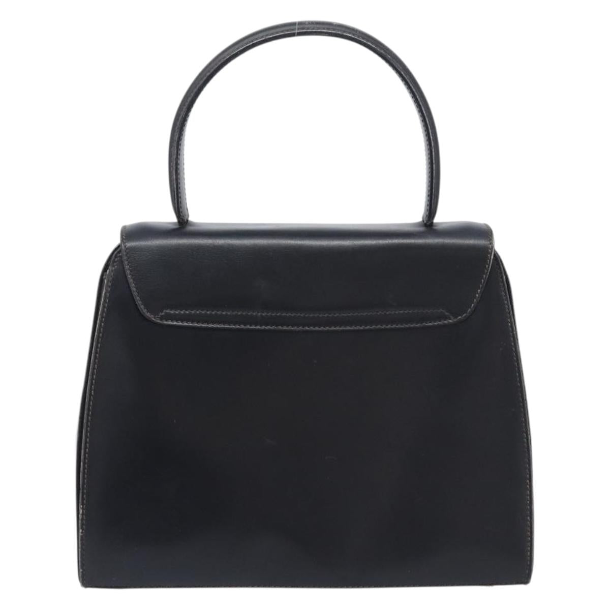 CELINE Hand Bag Leather Black Gold Tone Auth ep17090