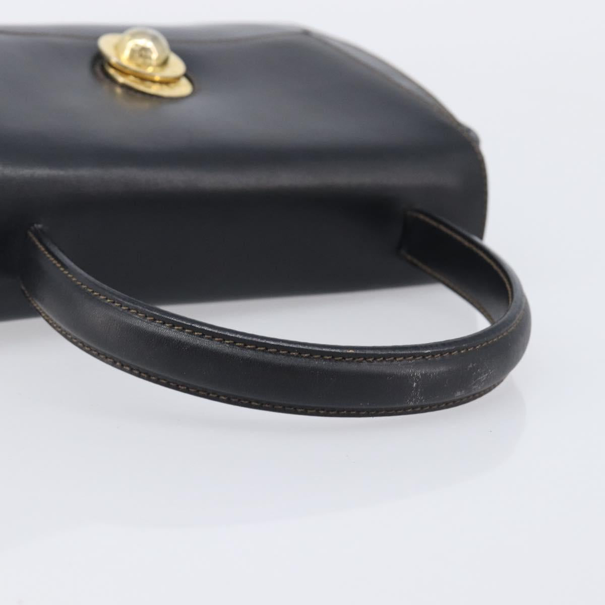 CELINE Hand Bag Leather Black Gold Tone Auth ep17090