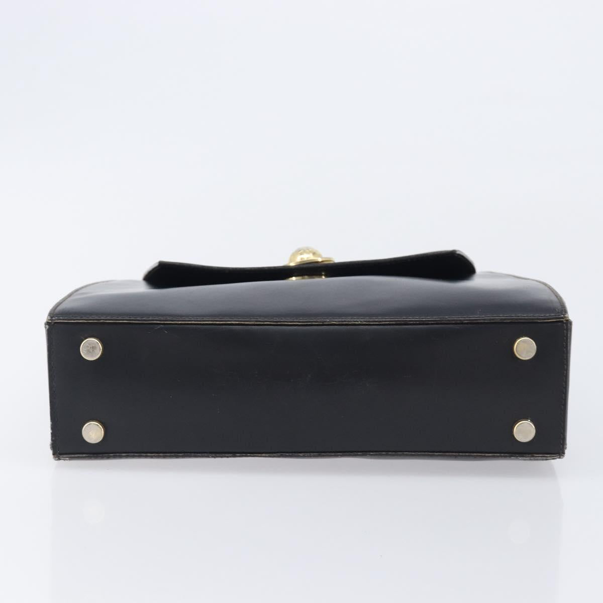 CELINE Hand Bag Leather Black Gold Tone Auth ep17090