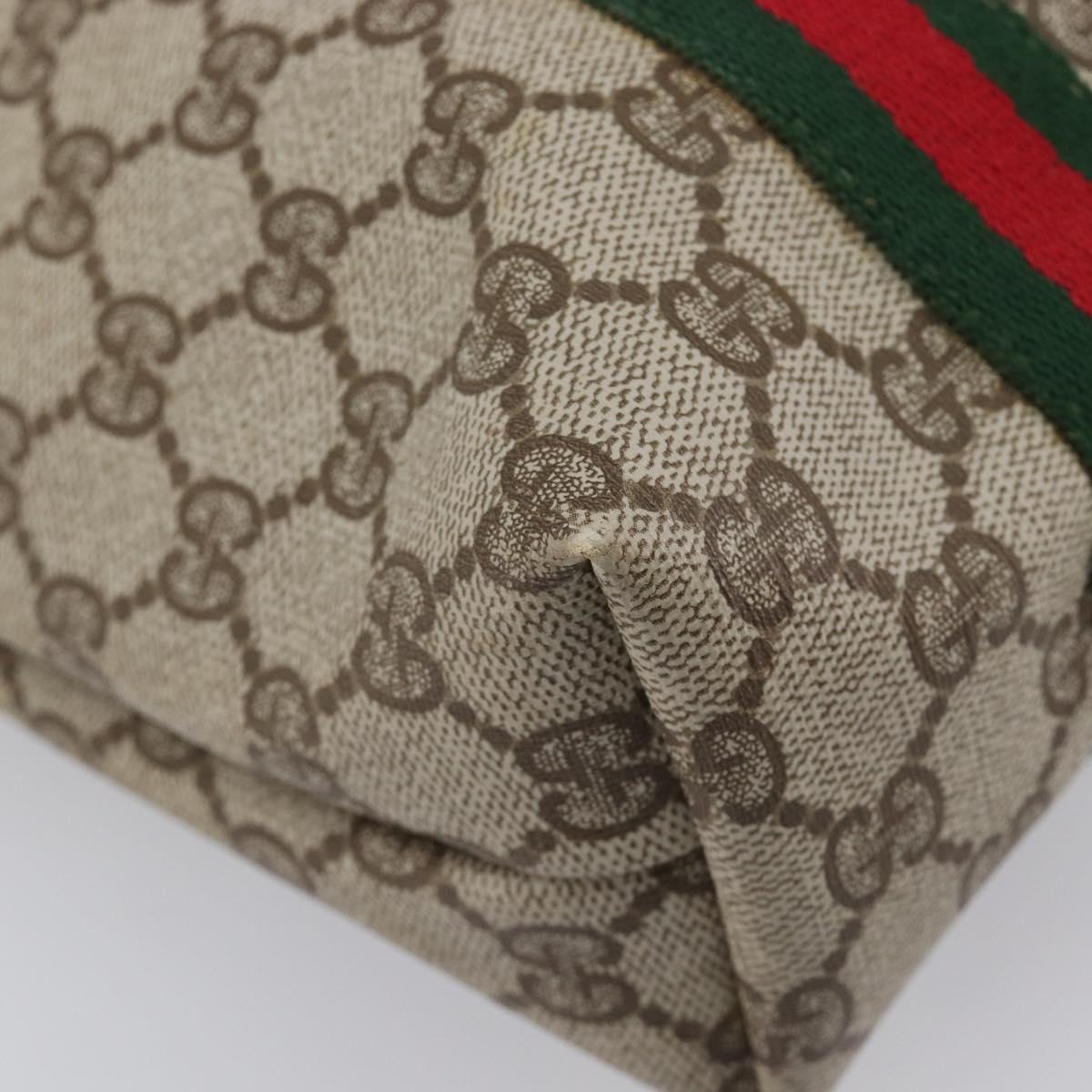 GUCCI GG Supreme Web Sherry Line Tote Bag PVC Beige Gold Tone Auth ep17091