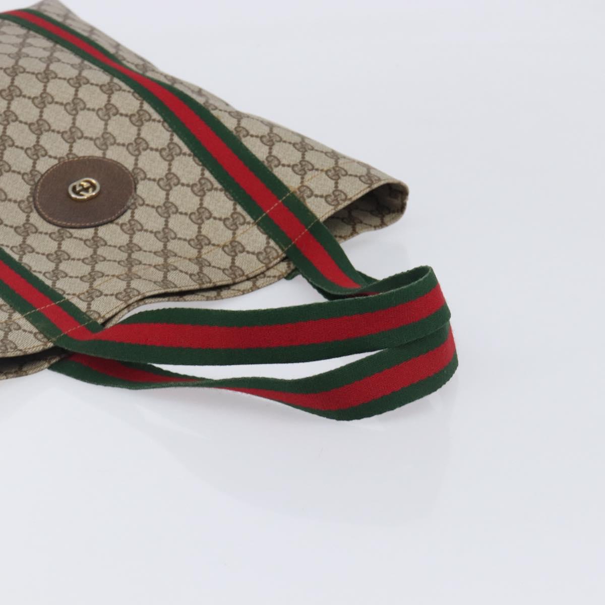 GUCCI GG Supreme Web Sherry Line Tote Bag PVC Beige Gold Tone Auth ep17091