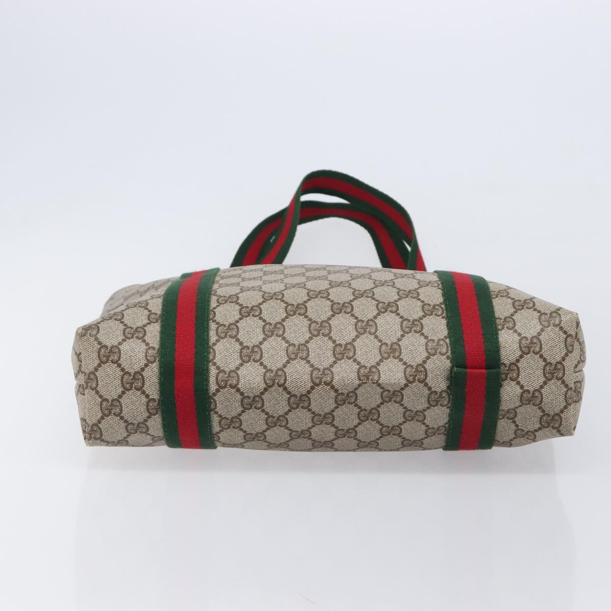 GUCCI GG Supreme Web Sherry Line Tote Bag PVC Beige Gold Tone Auth ep17091