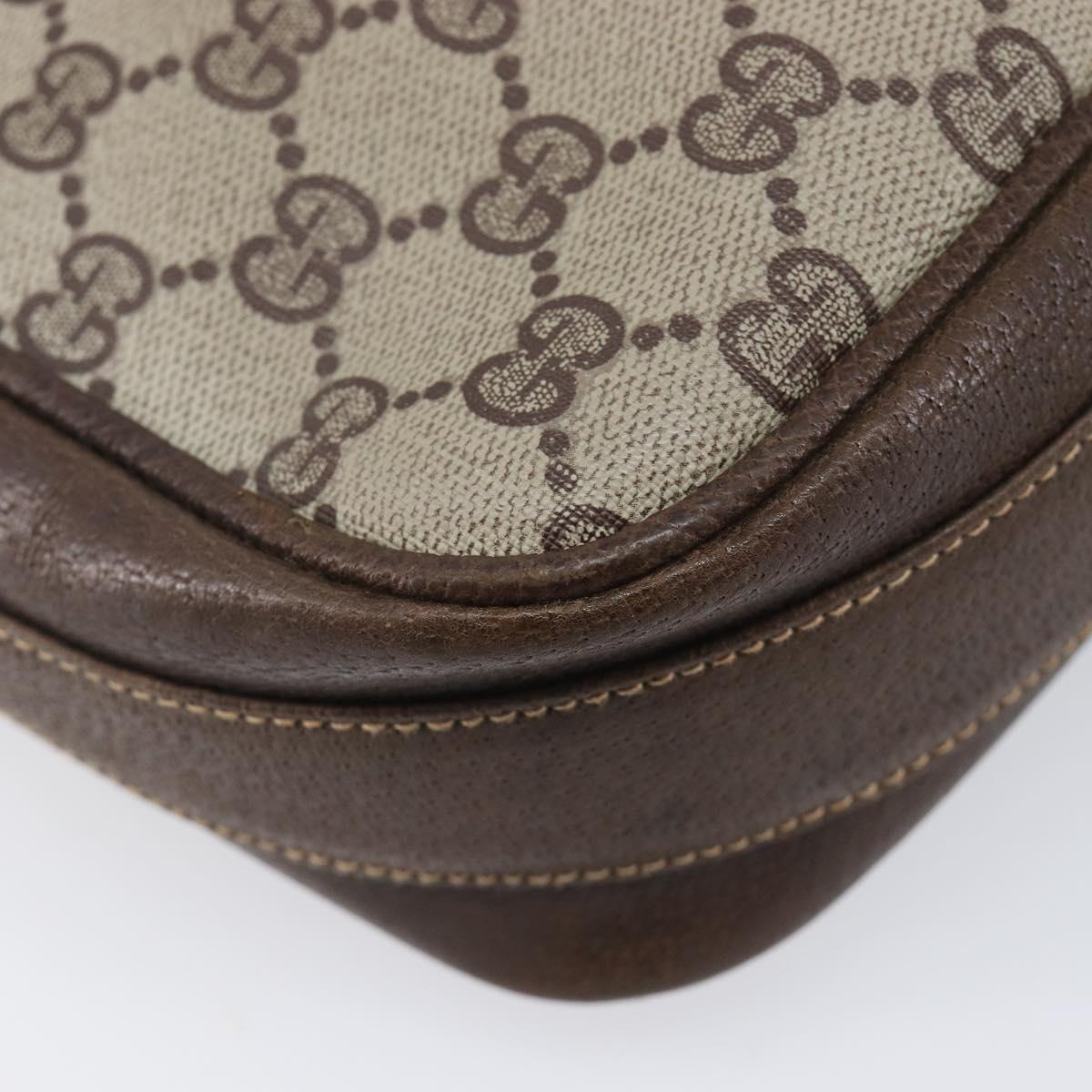 GUCCI GG Supreme Shoulder Bag PVC Beige Gold Tone Auth ep17093