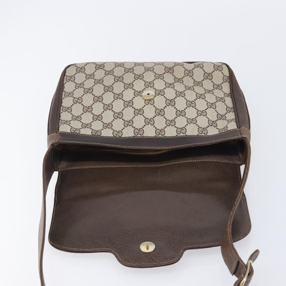 GUCCI GG Supreme Shoulder Bag PVC Beige Gold Tone Auth ep17093