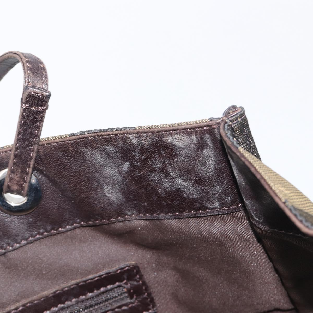 FENDI Pecan Hand Bag Canvas Brown Silver Auth ep17094