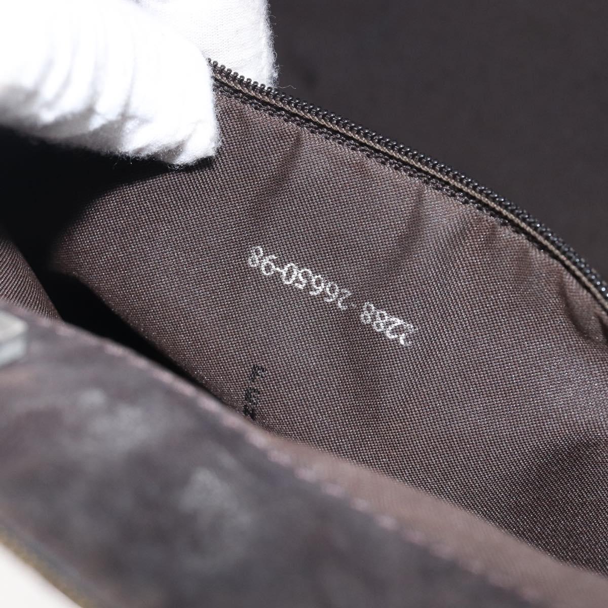 FENDI Pecan Hand Bag Canvas Brown Silver Auth ep17094