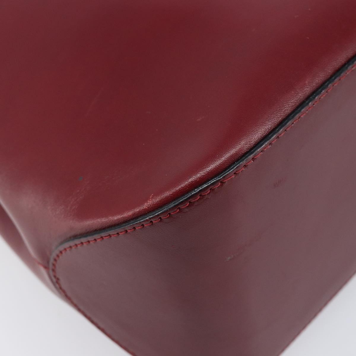 BURBERRY Hand Bag Leather Red Silver Auth ep17095