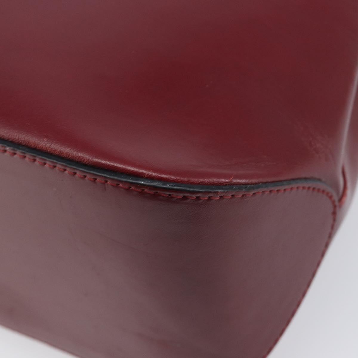 BURBERRY Hand Bag Leather Red Silver Auth ep17095