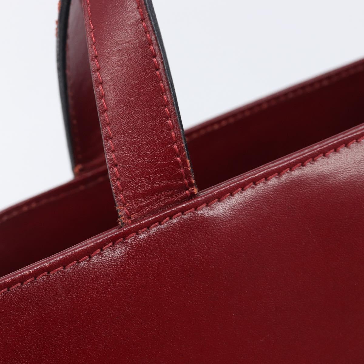BURBERRY Hand Bag Leather Red Silver Auth ep17095