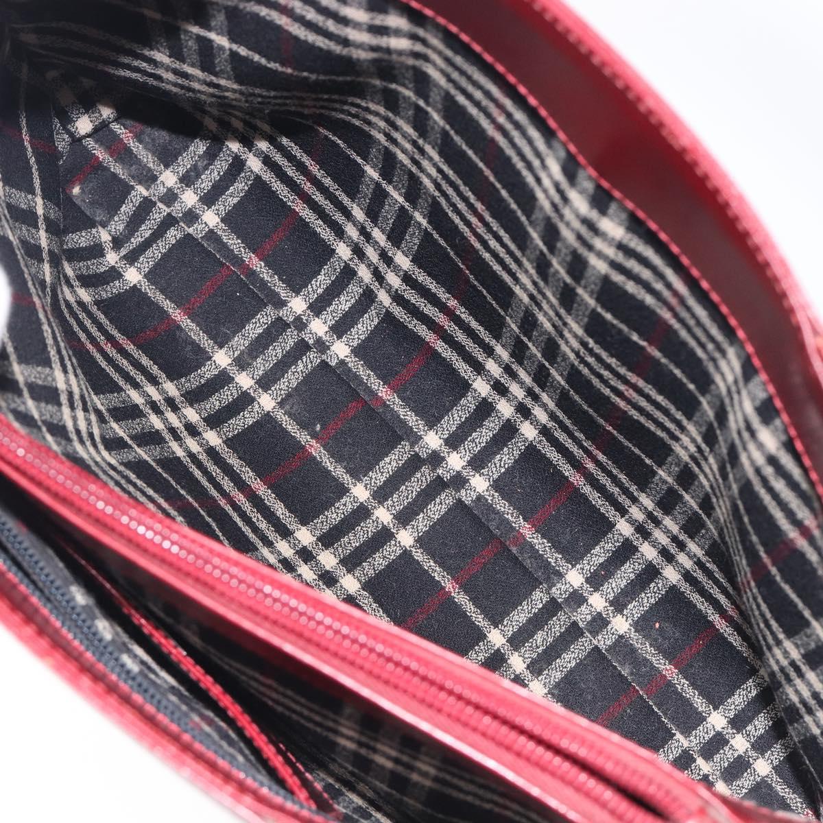 BURBERRY Hand Bag Leather Red Silver Auth ep17095