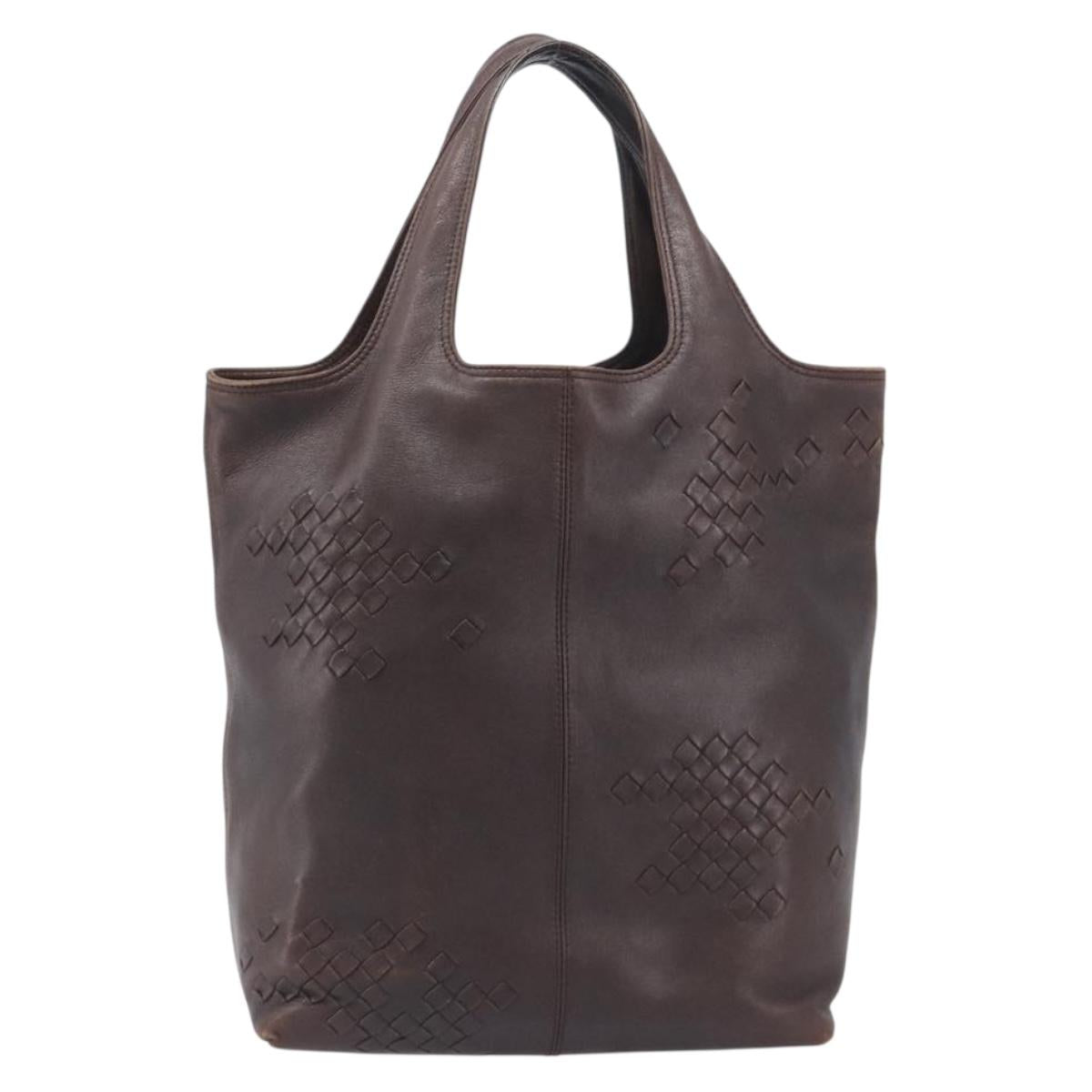 Bottega Veneta INTRECCIATO Hand Bag Leather Brown 131673 Auth ep17096