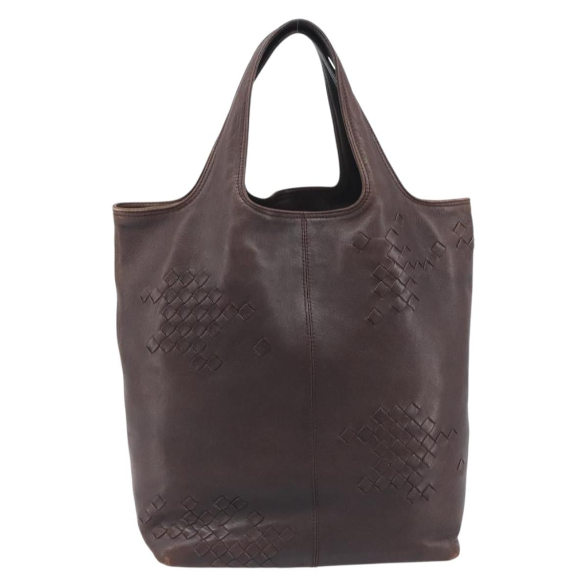 Bottega Veneta INTRECCIATO Hand Bag Leather Brown 131673 Auth ep17096