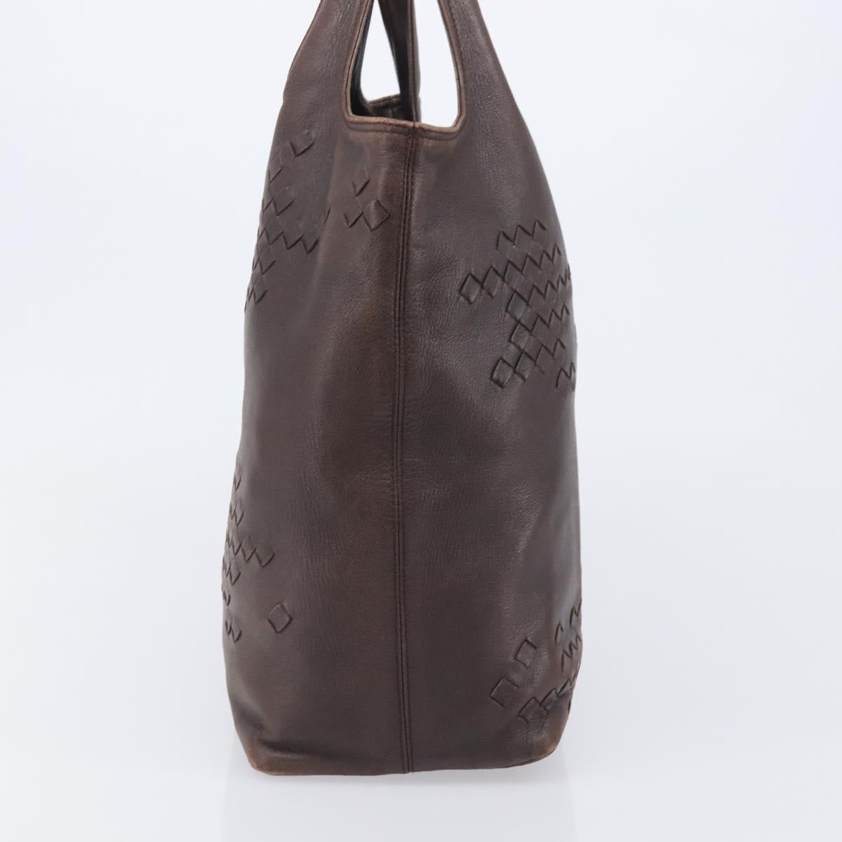 Bottega Veneta INTRECCIATO Hand Bag Leather Brown 131673 Auth ep17096