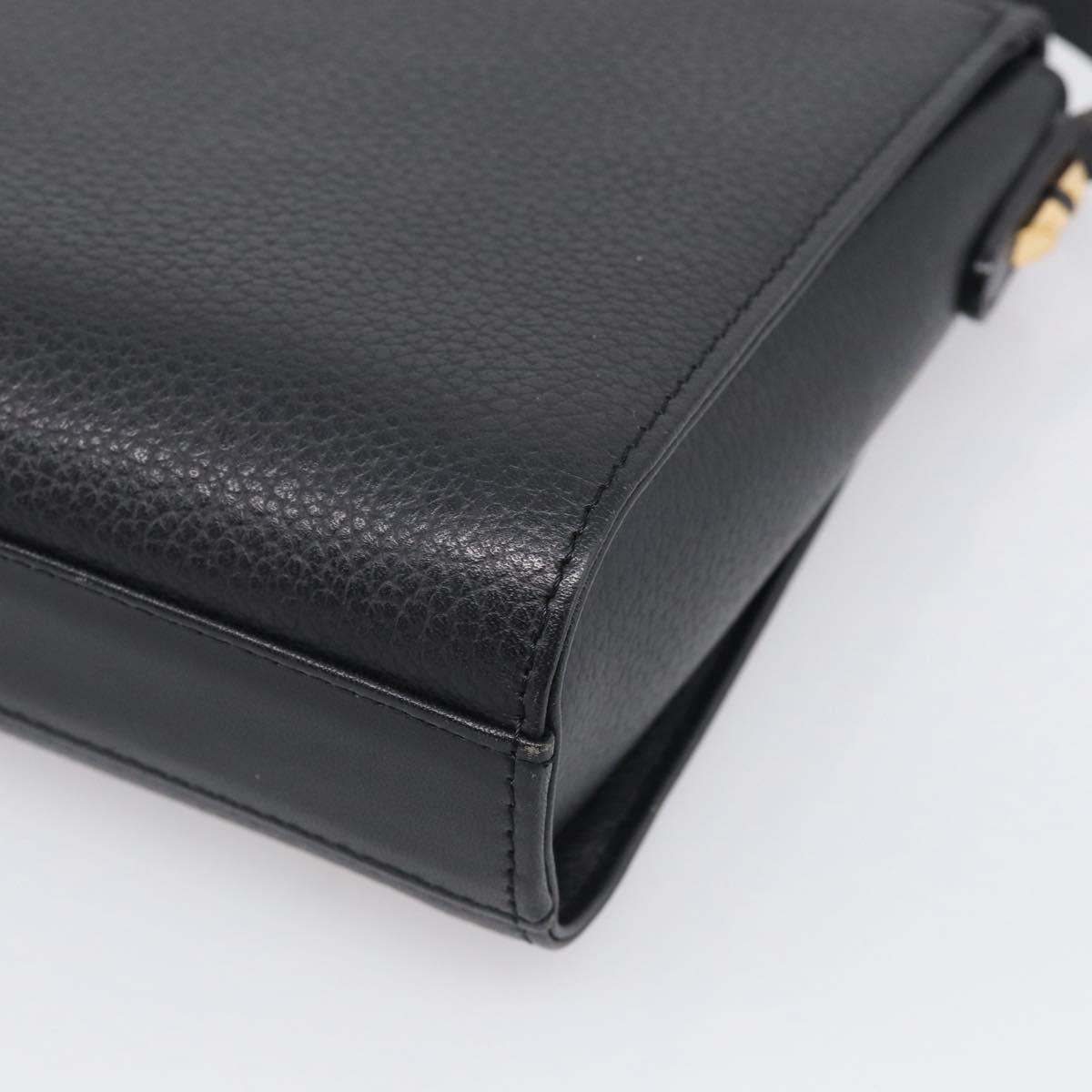 Burberrys Shoulder Bag Leather Black Gold Tone Auth ep17102