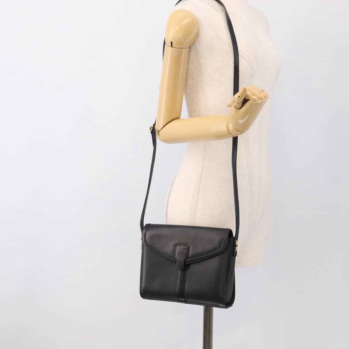 Burberrys Shoulder Bag Leather Black Gold Tone Auth ep17102