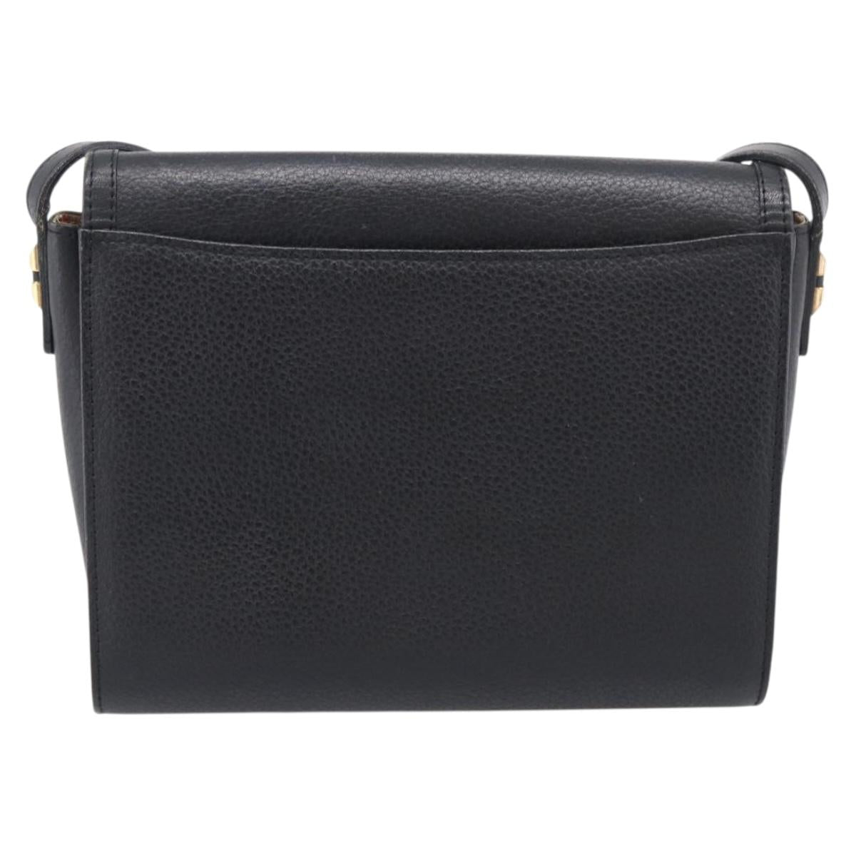 Burberrys Shoulder Bag Leather Black Gold Tone Auth ep17102