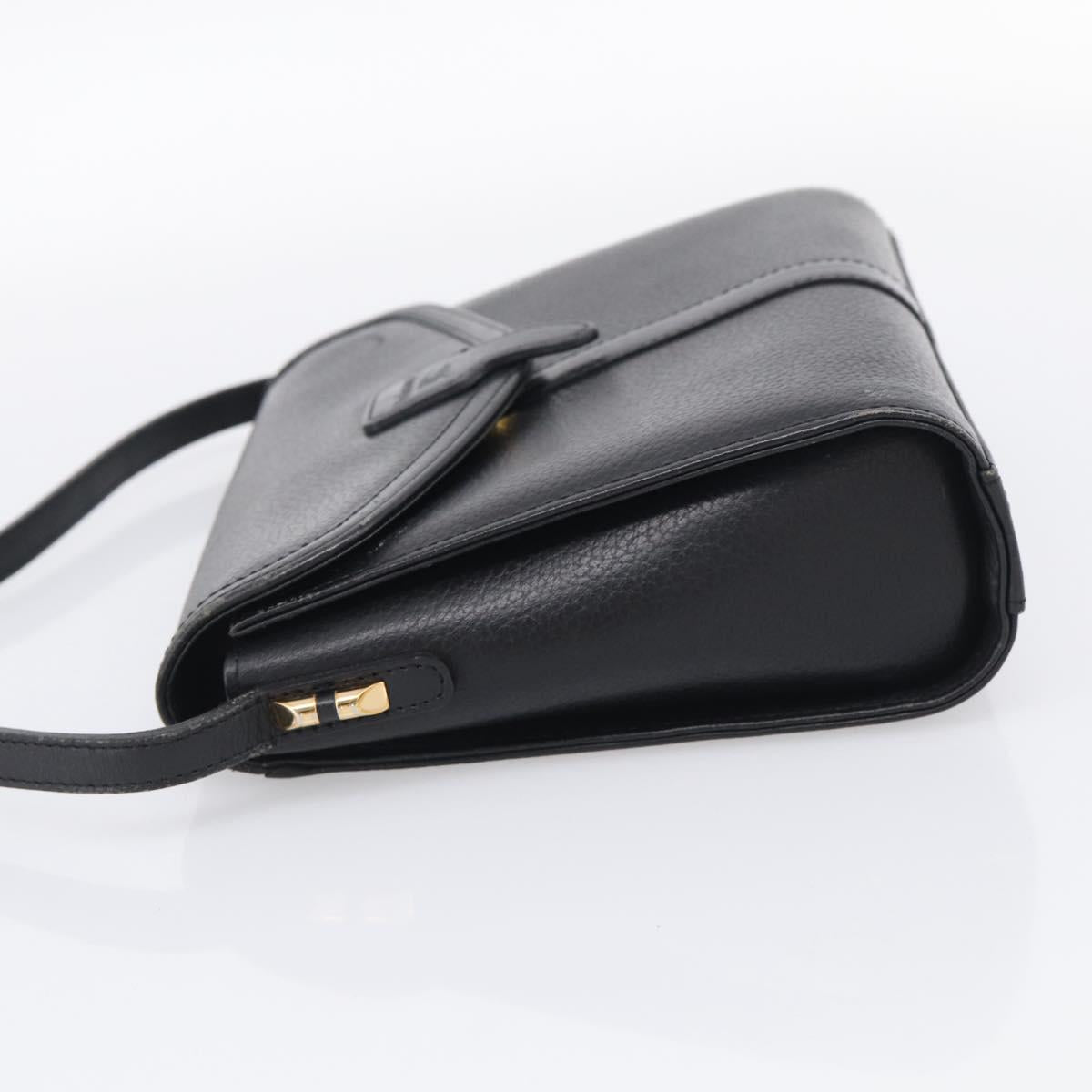 Burberrys Shoulder Bag Leather Black Gold Tone Auth ep17102