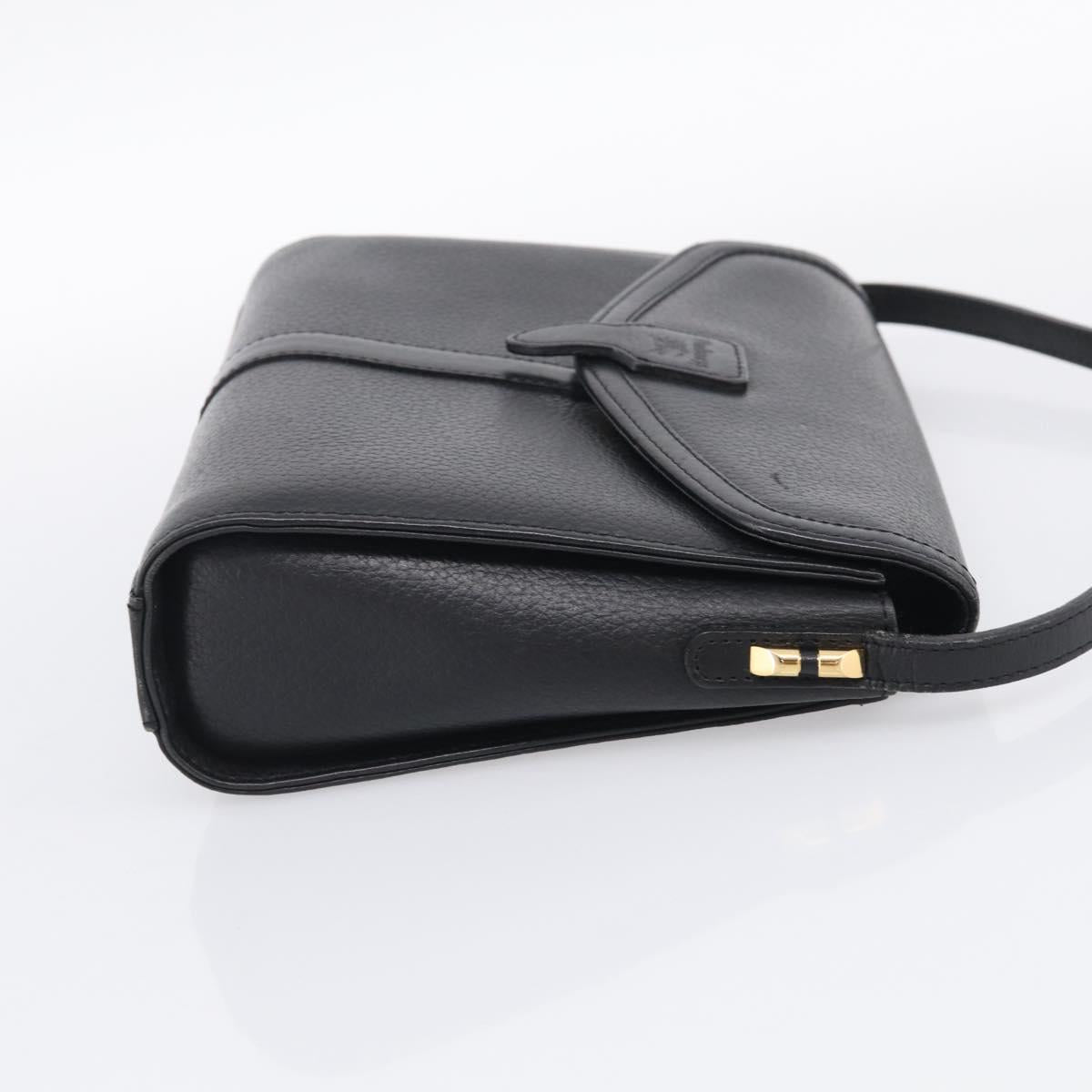 Burberrys Shoulder Bag Leather Black Gold Tone Auth ep17102