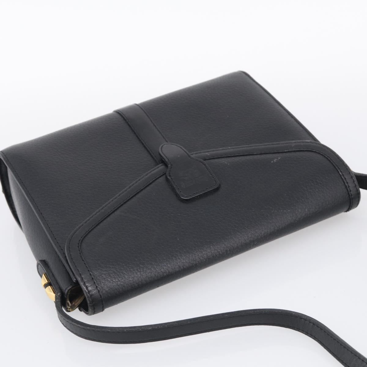 Burberrys Shoulder Bag Leather Black Gold Tone Auth ep17102