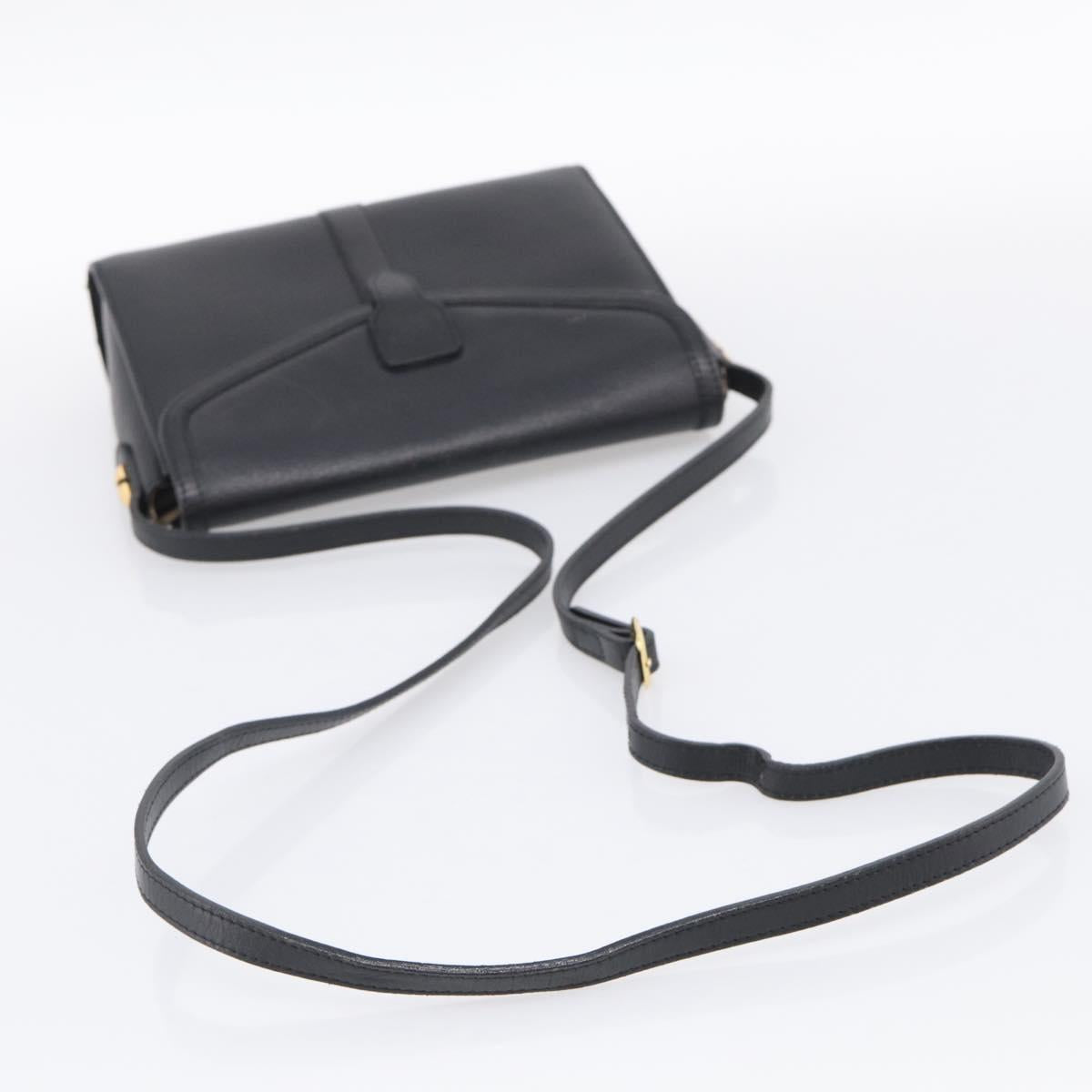 Burberrys Shoulder Bag Leather Black Gold Tone Auth ep17102