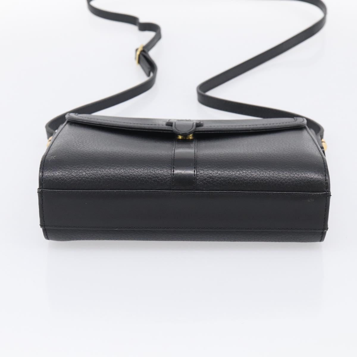 Burberrys Shoulder Bag Leather Black Gold Tone Auth ep17102