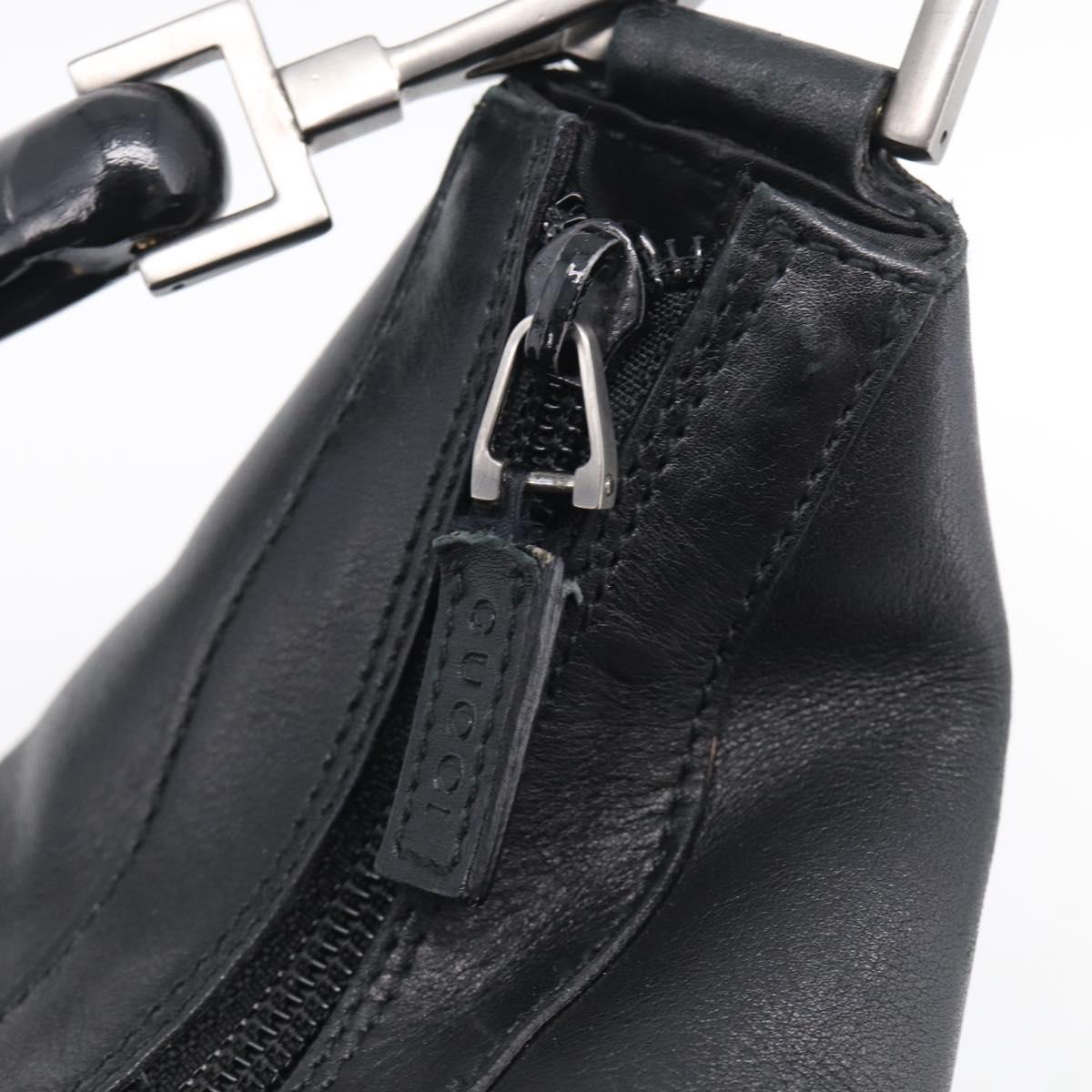 GUCCI Bamboo Tote Bag Leather Black Silver 000 0833 2853 Auth ep17106