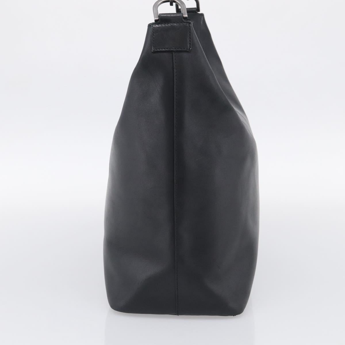 GUCCI Bamboo Tote Bag Leather Black Silver 000 0833 2853 Auth ep17106
