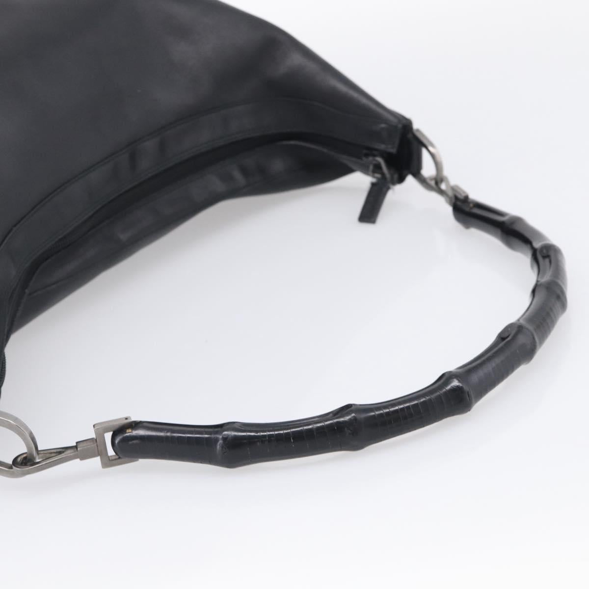 GUCCI Bamboo Tote Bag Leather Black Silver 000 0833 2853 Auth ep17106