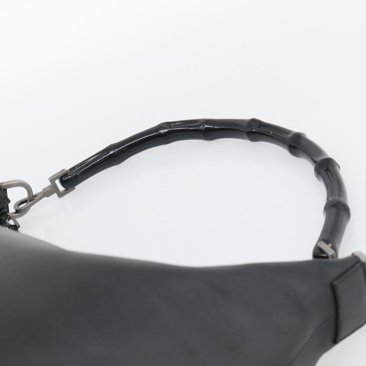 GUCCI Bamboo Tote Bag Leather Black Silver 000 0833 2853 Auth ep17106