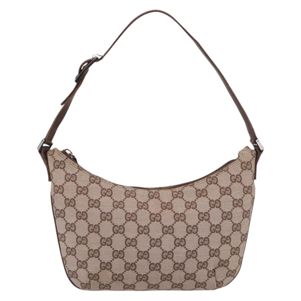 GUCCI GG Canvas Hand Bag Beige Silver 005 0813 Auth ep17109