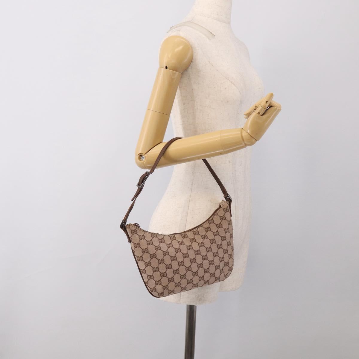GUCCI GG Canvas Hand Bag Beige Silver 005 0813 Auth ep17109