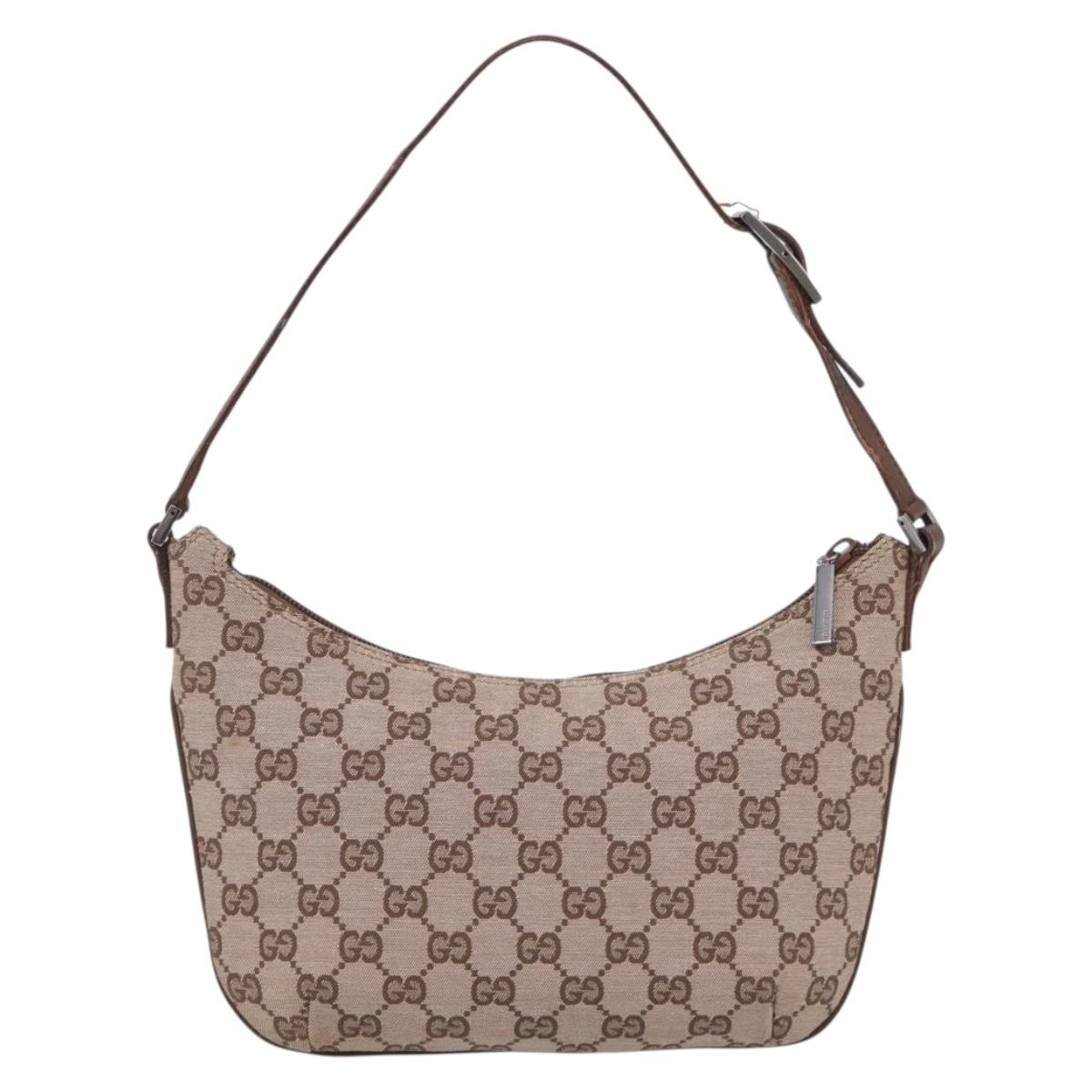 GUCCI GG Canvas Hand Bag Beige Silver 005 0813 Auth ep17109